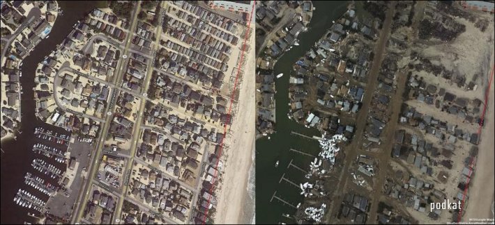 До и после урагана Сэнди
